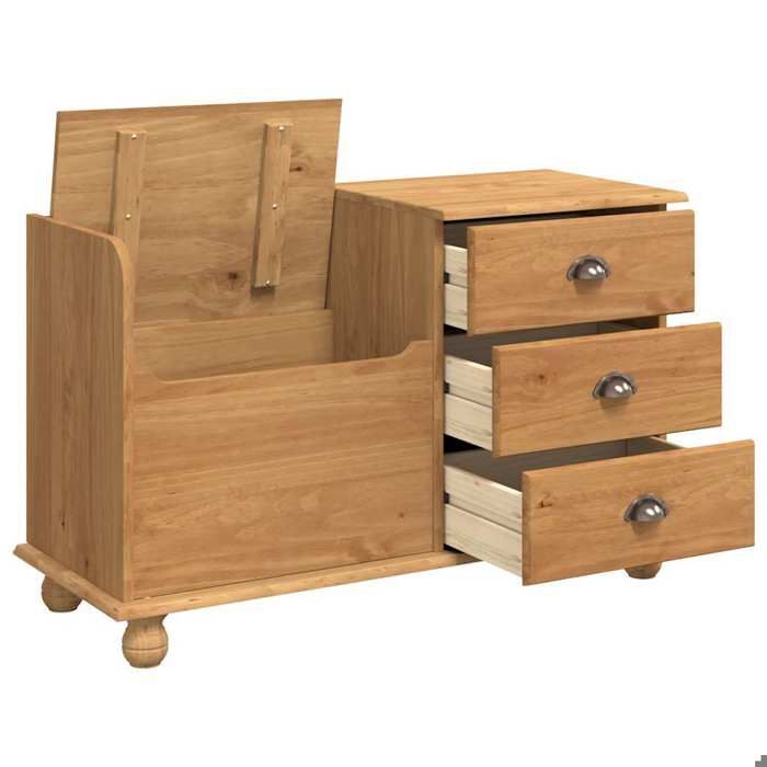 Black Friday Banc long de rangement - JILL - Meuble dentrée - ASKIM Marron 100x39x62 cm - BB635