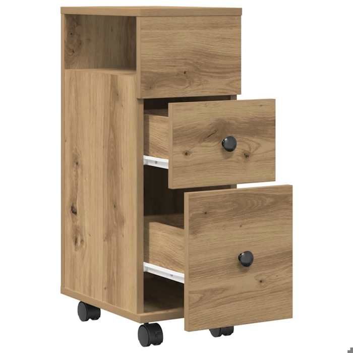 HOT Ventes MEUBLE A CASIER - TOP Meuble étroit de salle de bain à roulettes chêne artisanal @258@