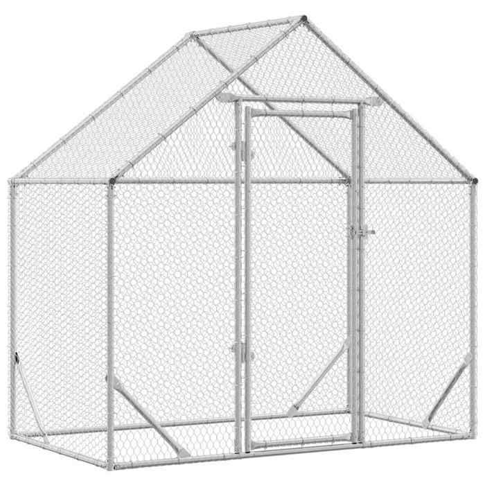 SWEET®Enclos Extérieur Volière Chenil Cage à poules Argent 170x100x177 cm Acier galvanisé EU26_757230