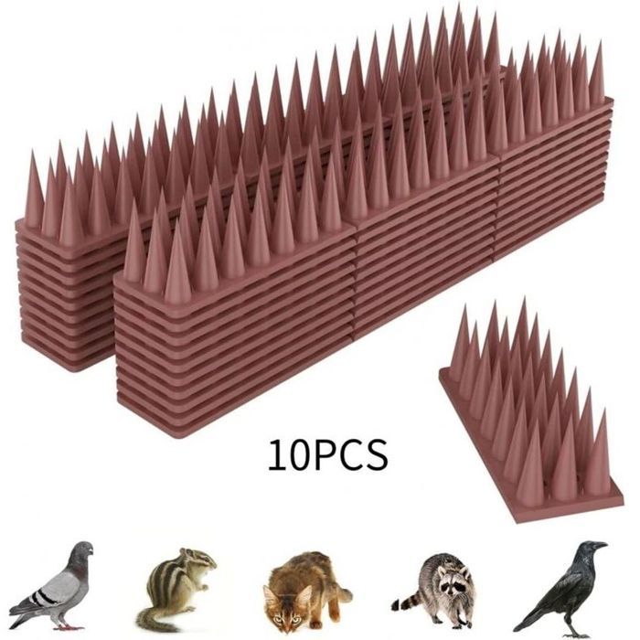 Pic anti-pigeon en plastique - PZCC - 20 pièces - Répulsif pour oiseaux - Respectueux des animaux - Marron - Imperméable