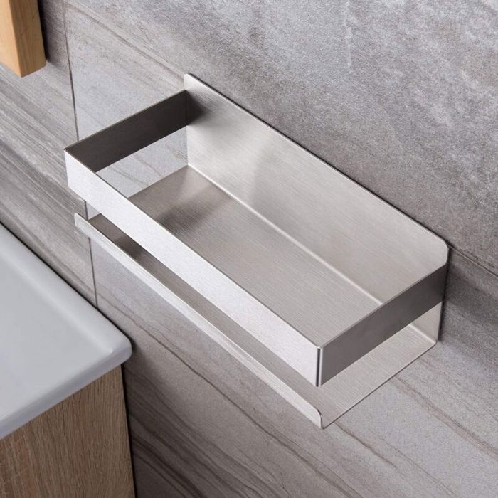 Étagère de douche auto-adhésive inox 23x8x10 cm – sans perçage