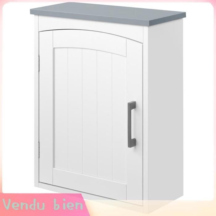 LIA Meuble WC suspendu armoire pharmacie MDF blanc 41x18 5x52cm