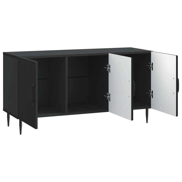 Meuble TV - vidaXL - bois dingénierie - noir - pieds en métal - style vintage - 99 x 345 x 50 cm 747pez75n Meuble TV - vidaXL - bois dingénierie - noir - pieds en métal - style vintage - 99 x 345 x 50 cm 747pez75n