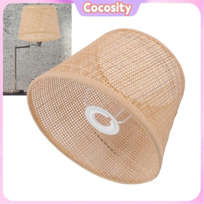 Abat-jour pour lampe de table abat-jour tissé en rotin fabriqué à la main compatible avec les supports E27 E14