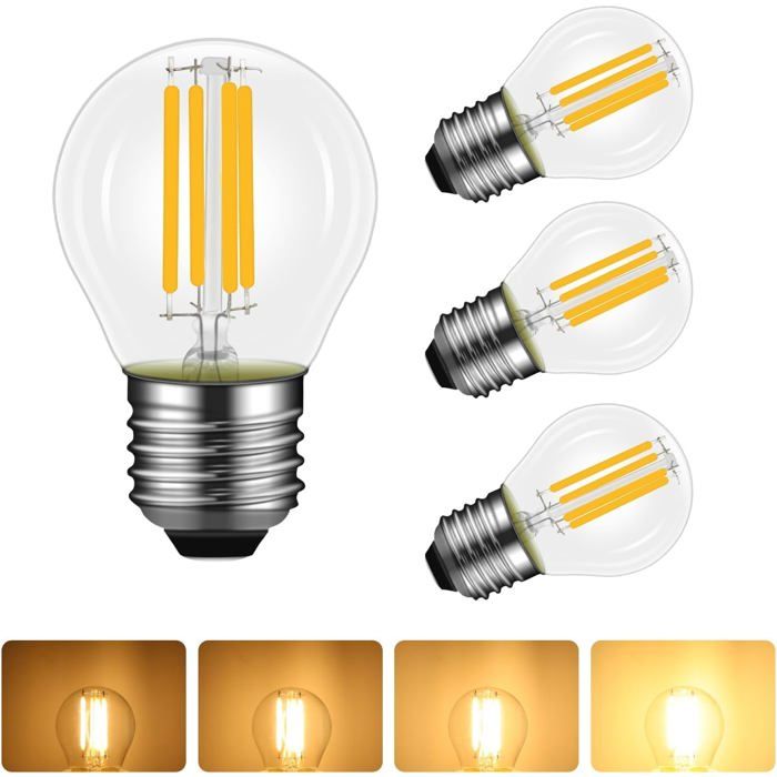 Lot de 4 Ampoule LED E27 4W Filament Dimmable Equivalent à Ampoule Incandescente 40W Blanc Chaud 2700K [Classe énergétique E]