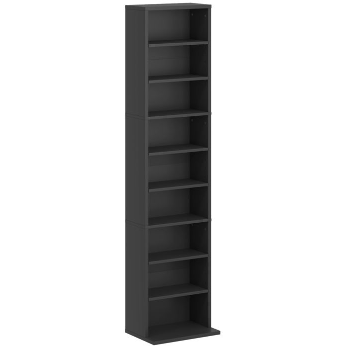 LIA Étagère porte-CD avec 6 étagères réglables capacité de 260 CD/120 DVD 33x24x140 cm noir