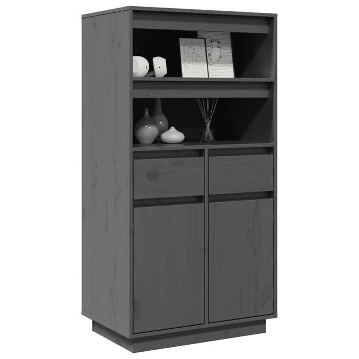 Gris Commode Salon CHIC Buffet haut/armoire latérale Gris 60x40x116 5 cm Bois massif de pin N11633