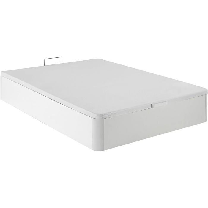 DREAMEA Sommier Coffre HESTIA Play Blanc Mat 140x190 cm avec Tiroir de Rangement
