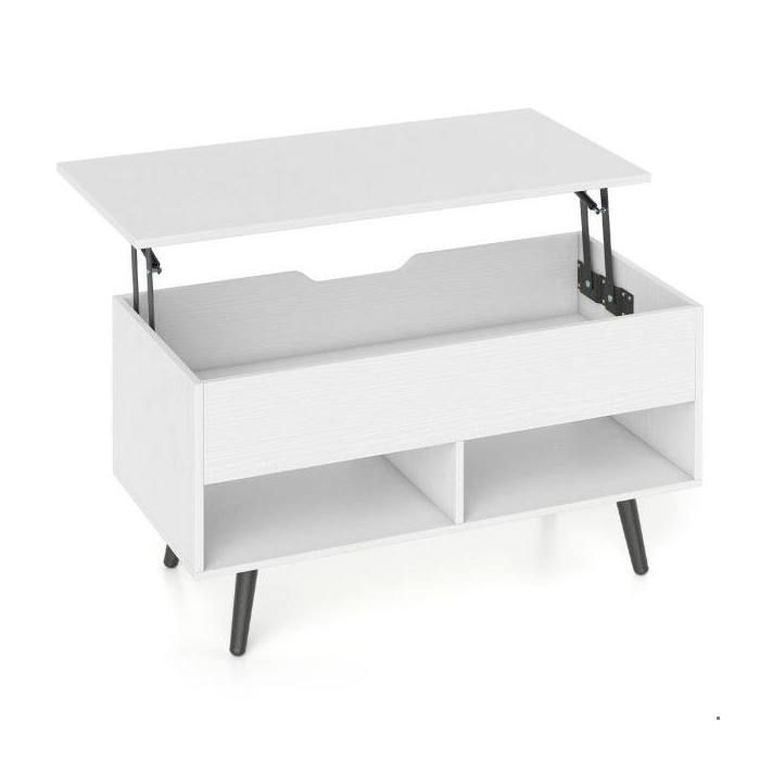 Table basse relevable 60 cm avec rangement caché meuble de salon pour travailler depuis le canapé