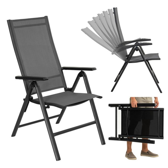 Lot de chaises pliantes aluminium Textilène pour extérieur dossier 7 positions