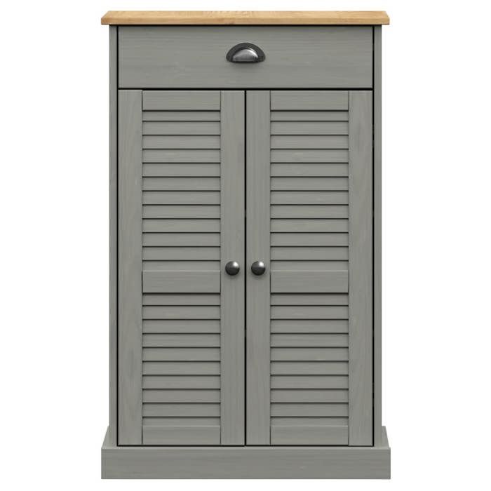 Magnifique Armoire à chaussures VIGO gris 60x35x96 cm bois massif de pin - design polyvalent - pour maison - Gris 18.3 kg 2026_32658