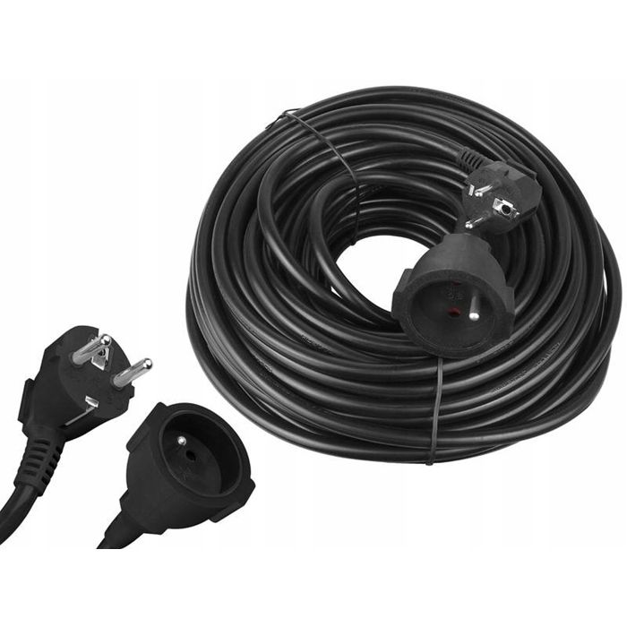 Rallonge électrique extérieure étanche - 50 m - Section 3x2 5 mm - PVC - IP44 - 1 prise avec clapet et 1 fiche