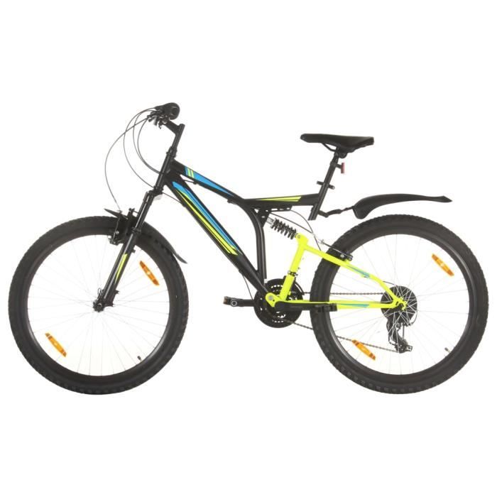 LED- Vélo de montagne 21 vitesses Roue de 26 pouces 49 cm Noir