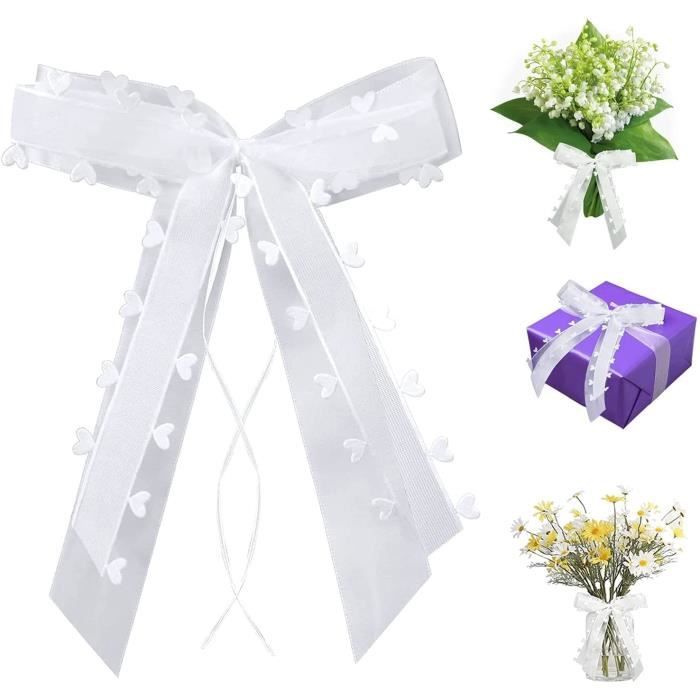 Lot De 50 Nœuds D'emballage Cadeau En Satin Noir, 8,4 Cm, Doux Et Non Décolorants