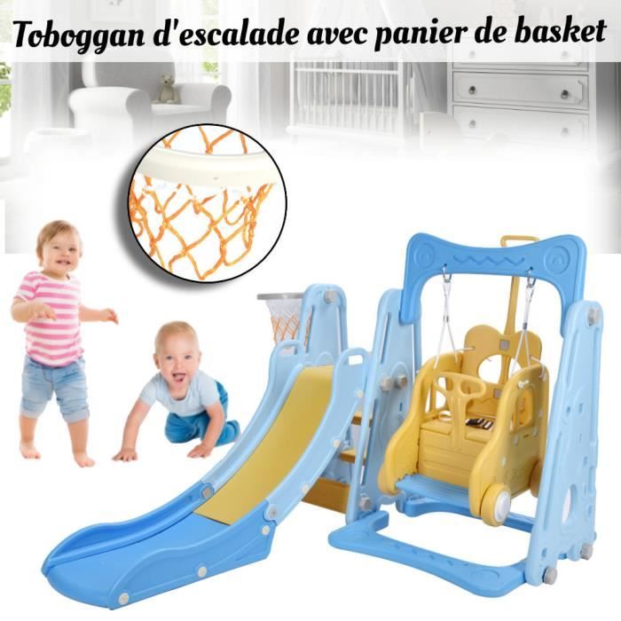 Toboggan 4 en 1 pour Enfant, Balancoire avec Toboggan, avec Basketball Stand, Balançoire, échelle, pour Jardin, Intérieur, Extérieur, Aire de Jeux (Bleu A, 140 * 118 * 82 Toboggan 4 en 1 pour Enfant, Balancoire avec Toboggan, avec Basketball Stand, Balançoire, échelle, pour Jardin, Intérieur, Extérieur, Aire de Jeux (Bleu A, 140 * 118 * 82