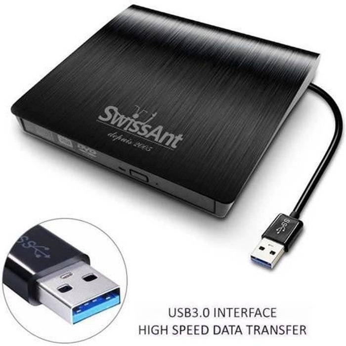 Slim USB 3.0 externe DVD RW Graveur de CD Lecteur Graveur Lecteur Lecteur pour PC portable