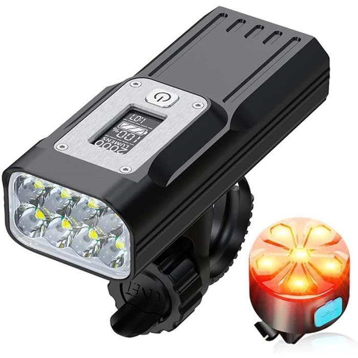 Lampe de vélo 10000mAh 8T6 LED USB Type-c Puissance Affichage Cyclisme VTT Phare Avant arrière