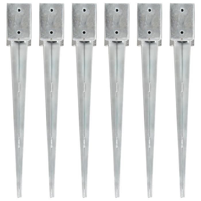 Festnight Piquets au Sol 2 pcs Kit de Tente Argent/é 9x9x75 cm Acier galvanis/é