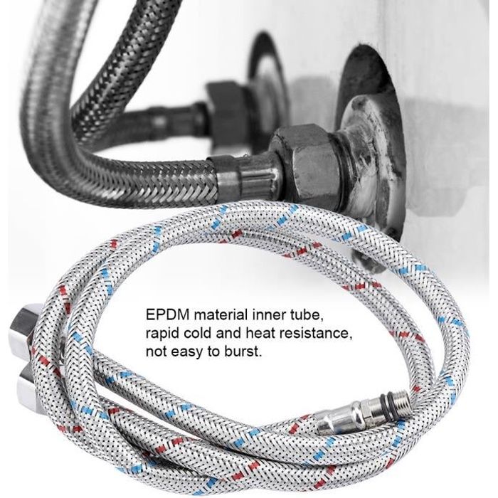 2pcs tuyau d'alimentation en eau flexible de connecteur de robinet en acier inoxydable chaud froid (EU G3 / 8 ")-TIP