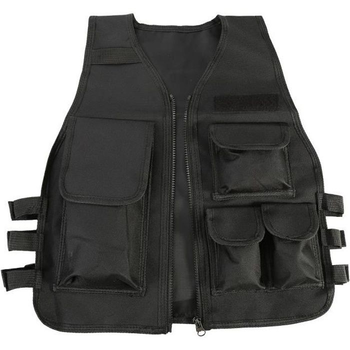 Gilet Veste Tactique Camouflage Protection extérieure CS Jeux Airsoft Molle Plate Enfants Set Compelt pour Nylon noir