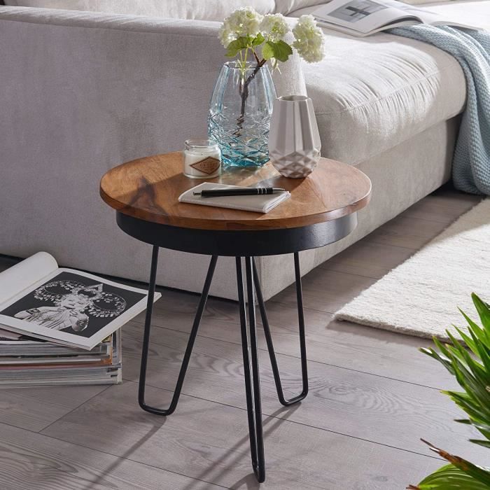 KADIMA DESIGN Table shisham Table basse Table téléphonique en métal