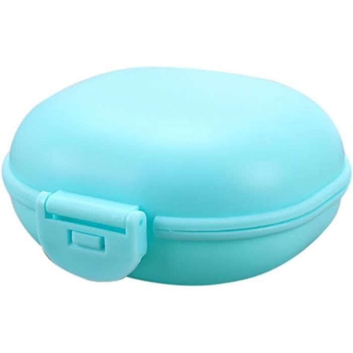 Boîte à Savon Ronde Portable Bleue Avec Couvercle Étanché - Petite Boîte De Rangement Salle De Bain Et Voyage