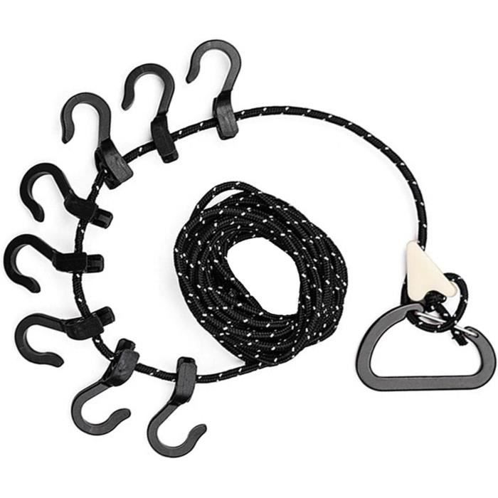 Corde à Linge Rétractable Portable 10 Mètres Avec 20 Pinces - Pour Camping, Voyage, Plein Air, Support 50 Kg
