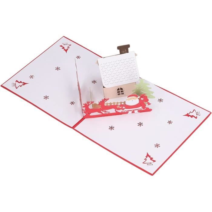Carte De Noël Pop-Up 3D Train - Cartes De Vœux Décoratives 20x15 Cm, Rouge, Pour Fêtes De Fin D'Année - 8