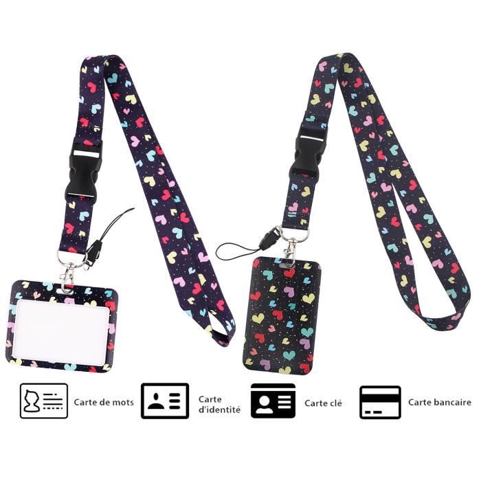 Porte-badge Professionnel FDCGAS - 2 Pochettes Cuir PU Avec Cordon