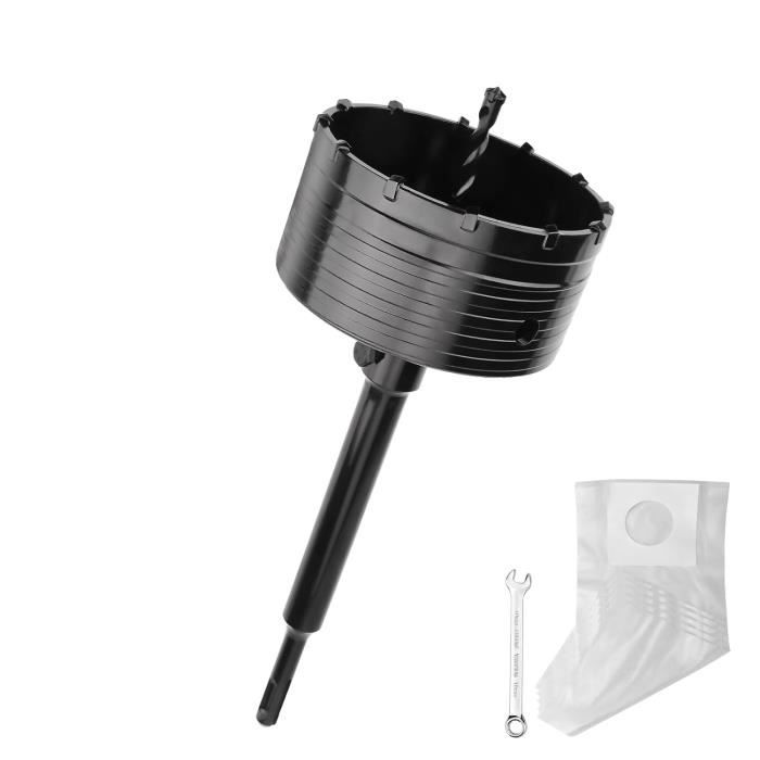 Couronne De Forage 70 Mm (Dents Xxl) Noir Avec Rallonge Sds Plus De 110 Mm Et Foret De Centrage