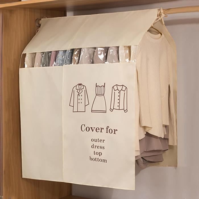 Lot De 2 Sacs à Vêtements Peu Encombrants Avec Compression - Housses De Rangement Extra-Larges 130x58x15 Cm Beige - Idéal Voyage Et Placard