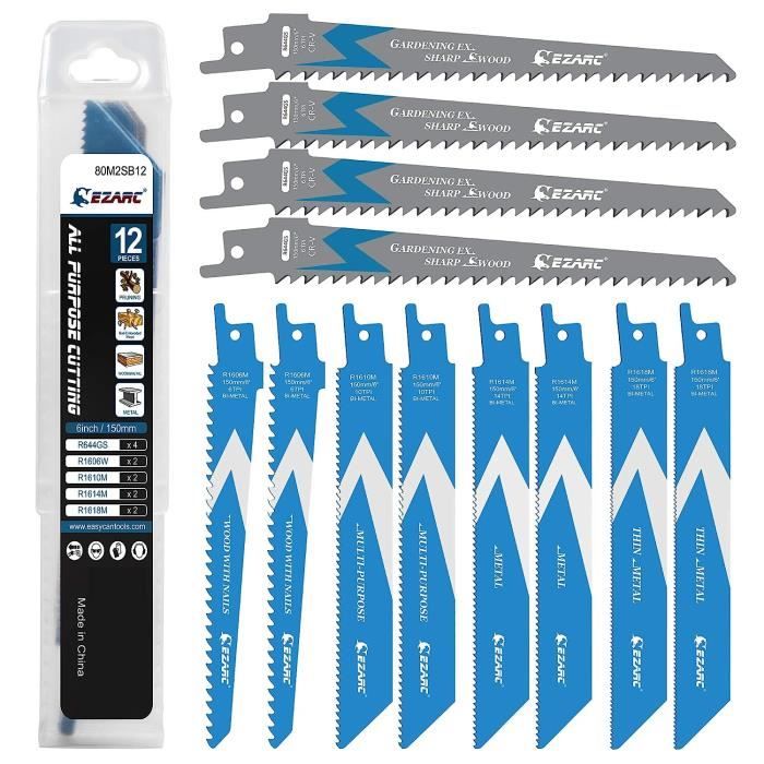 Lames De Scie Sabre WORKPRO 10 Pièces - Pour Bois Et Métal, Avec Boîte De Rangement