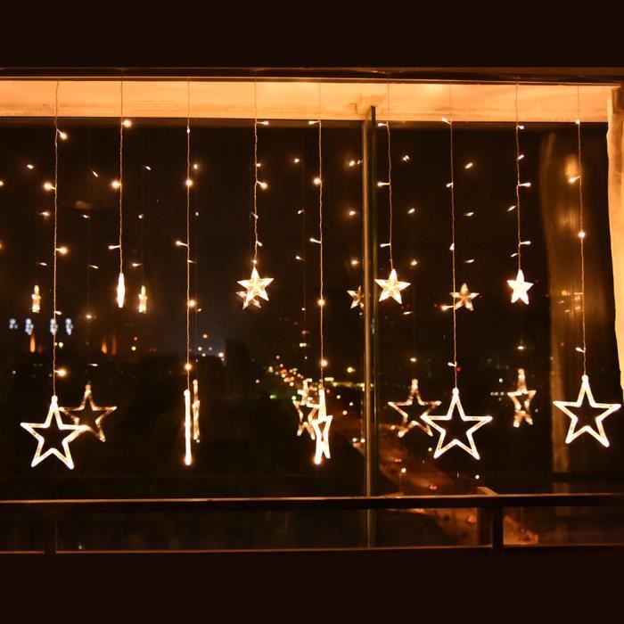 Guirlande Lumineuse de Noël Rideau blanc chaud 12 étoiles Indice de