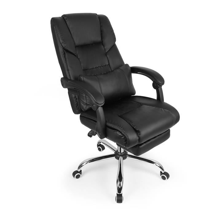 Fauteuil De Bureau Chaise Pour Ordinateur Avec Repos Pieds Pliable Dossier Reglable Simili Cuir Achat Vente Chaise De Bureau Cdiscount