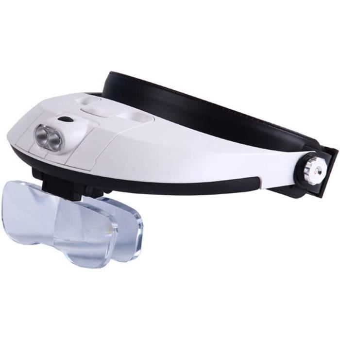 Loupe Avec Éclairage Led Frontale Verre Grossissant 5 Lentilles