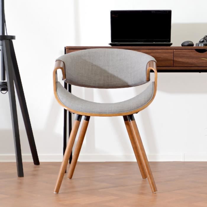 Chaise Design Chaise Moderne Bent 56 Cm Noyer Gris Pietement En Bois Revetus D Une Mousse Style Contemporain Cdiscount Maison
