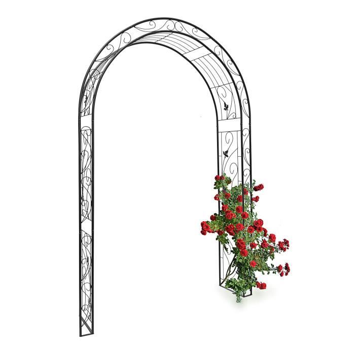 Tonnelles Relaxdays Arche à rosiers tuteur pour roses obélisque Support de plantes grimpantes colonne de Jardin en fer r 20517