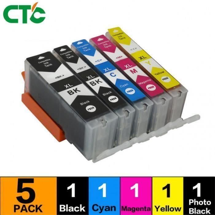 Lot De 5 Cartouches Encre Compatibles Canon – PGI 570 XL & CLI 571 XL (Noir, Cyan, Magenta, Jaune) | Pour PIXMA TS5050, MG5750, TS8050…