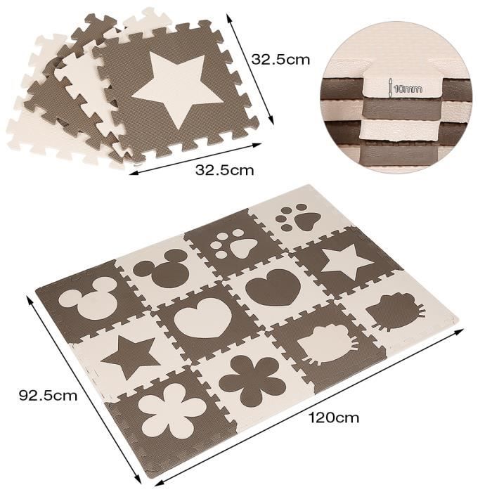 Tapis de jeu en mousse EVA Baby Puzzle - Idéal pour les enfants - 12 coussins 32 x 32 x 12 cm