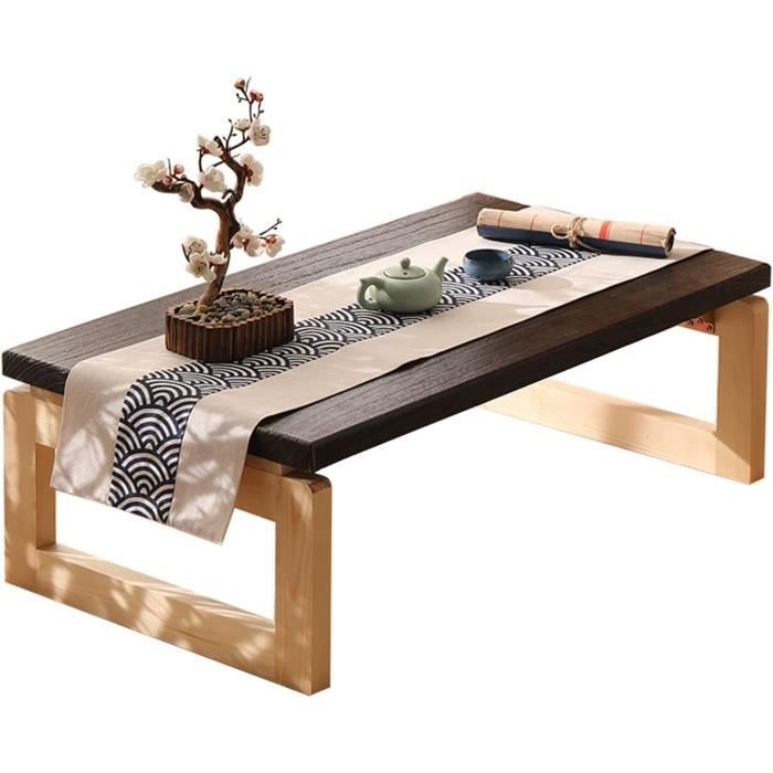 NGKEC Table de méditation Japonaise Tatami, Table Basse rectangulaire, Table à thé Antique Japonaise, Tables Basses Uniques, Table Basse de Style Japonais pour s'asseoir sur Le Sol, Meubles d'appoin