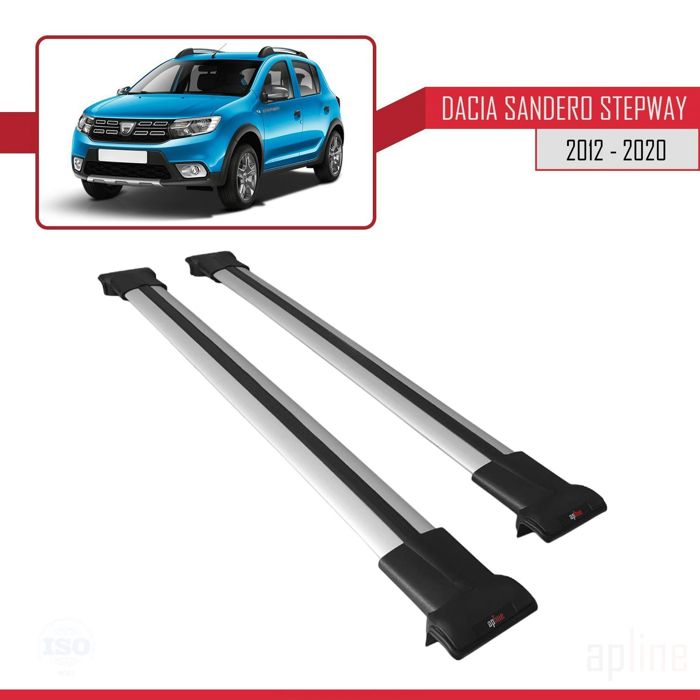 Apline pour Dacia Sandero STEPWAY 2012-2020 Barres de Toit Railing Porte-Bagages de Voiture Fly Modèle Gris A