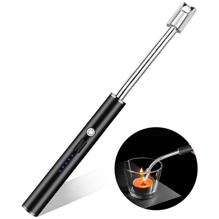 Briquet à Arc Électrique USB Rechargeable Sans Flamme - Coupe-Vent Avec LED Indicateur Batterie - Allume Bougie, BBQ, Camping (Doré) SUPRUS