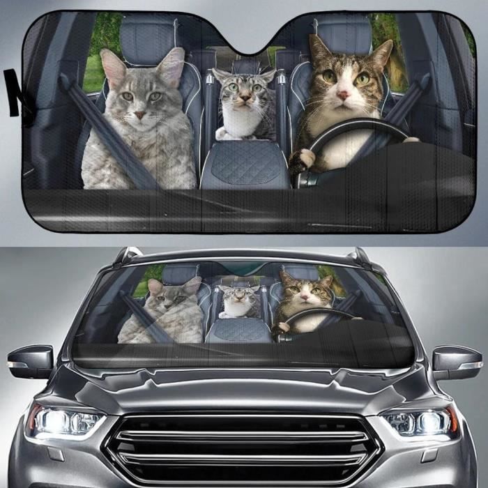 Pare-soleil Voiture Mignon 3D Animaux - Isolation Thermique, Pliable, 70 X 137 Cm (marron)