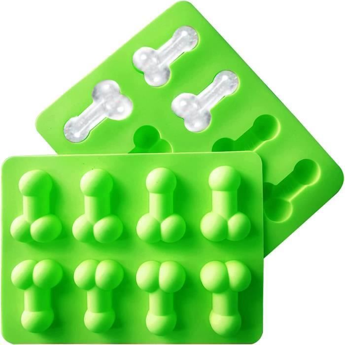 Moule Silicone 12 Cavités Formes Rigolos - Pour Glaçons, Chocolats, Bonbons, 16,5x12,6 Cm, Rose, Alimentaire