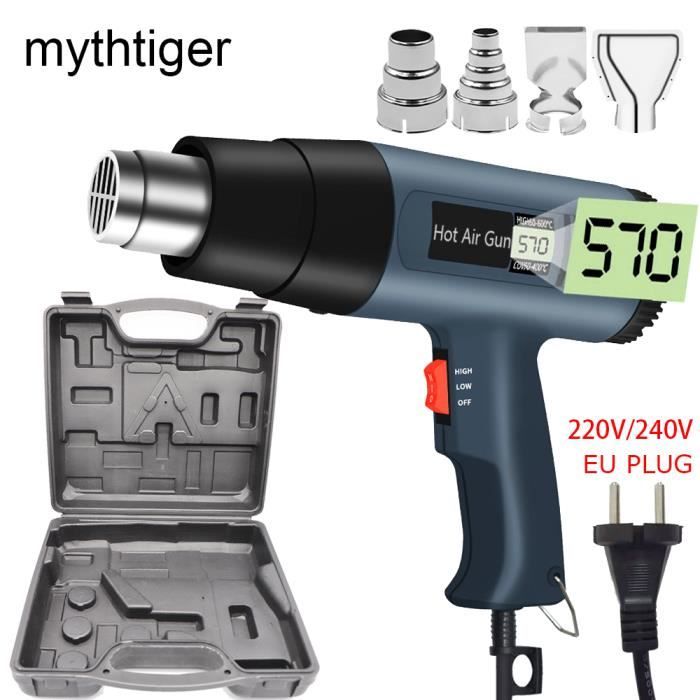 Pistolet à Air Chaud 1600W - Réglable 30 à 680°C - Avec Buses Et Tiges De Soudure PE/PVC - Pour Soudage Plastique, Dégel, Thermoformage - 9