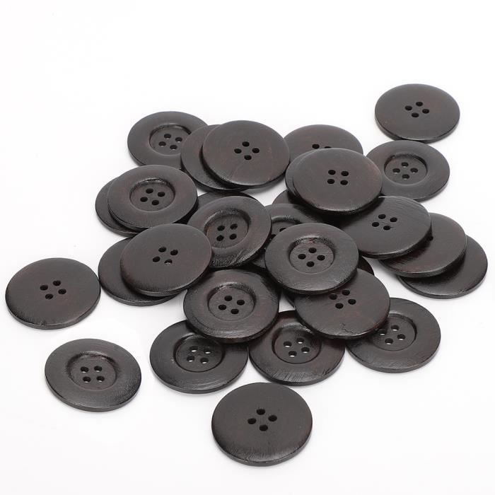 Lot De 10 Boutons En Bois Foncé Ronds - Pour Couture, Déco Ou Customisation De Vêtements