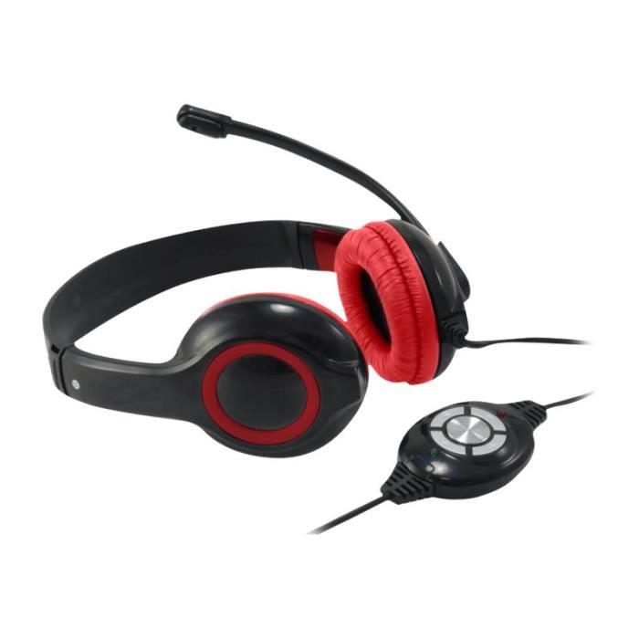 Casque sur-oreille USB noir, rouge Conceptronic CCHATSTARU2R - Stéréo, 110 dB, 32 Ohm