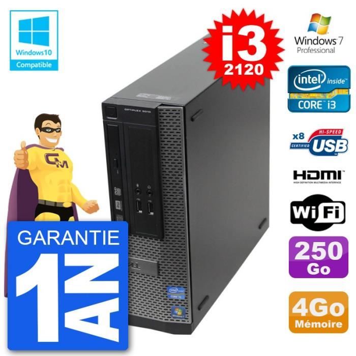 PC Dell 3010 SFF Intel i3-2120 RAM 4Go Disque 250Go Graveur DVD Wifi W7 Reconditionné - Dell reconditionné disponible sur Cdiscount Seconde Vie