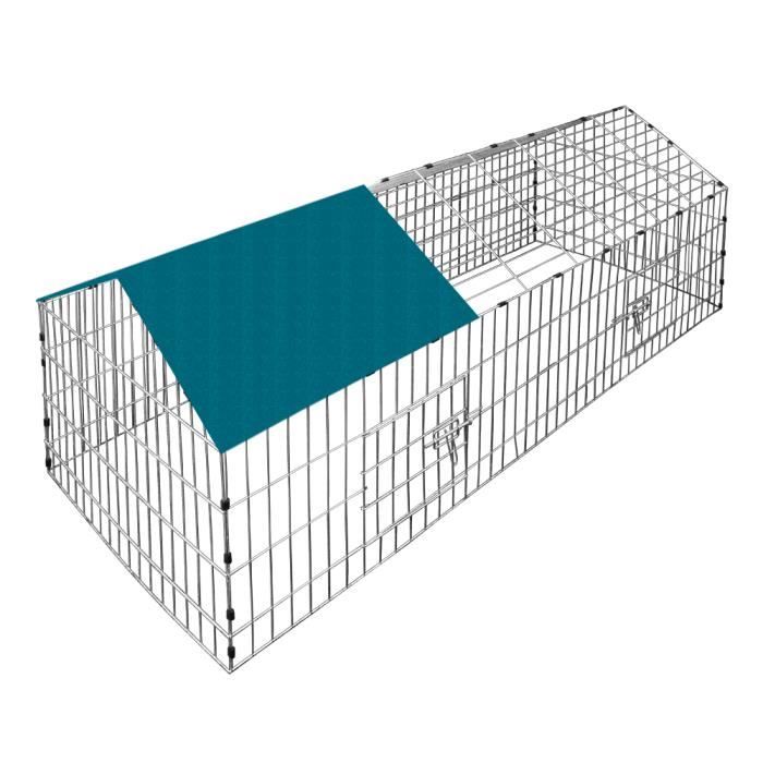 Comparer les prix de Enclos pour lapin vert cage à lapin parc à lapin métal extérieur 180x75 cm Toit Amovible avec bâche protection UV
