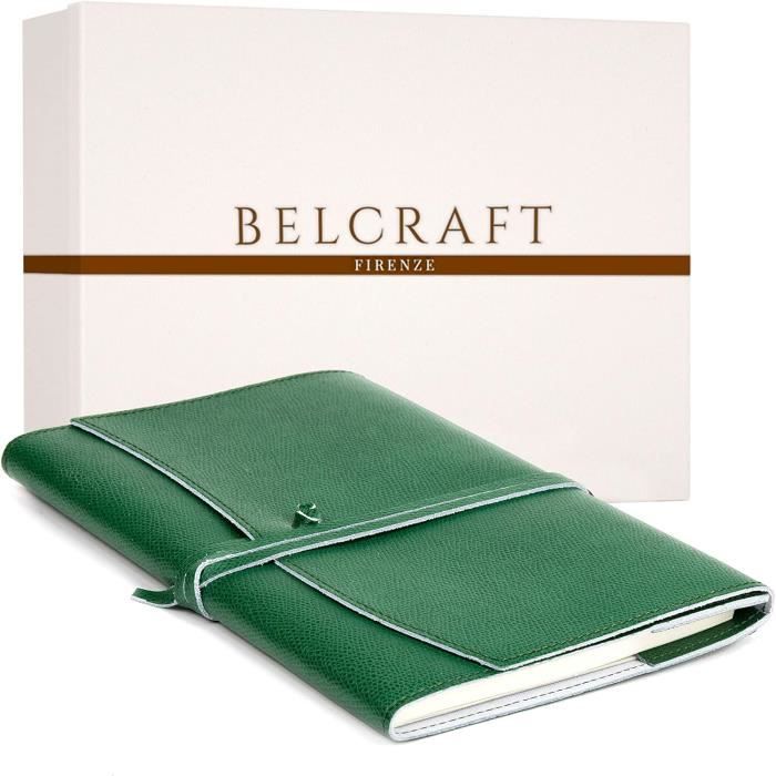 Carnet Cuir A5 Rechargeable - Journal Intime, Carnet De Voyage, 160 Pages | Avec Pochette Passeport, Couverture Vintage Vert Foncé